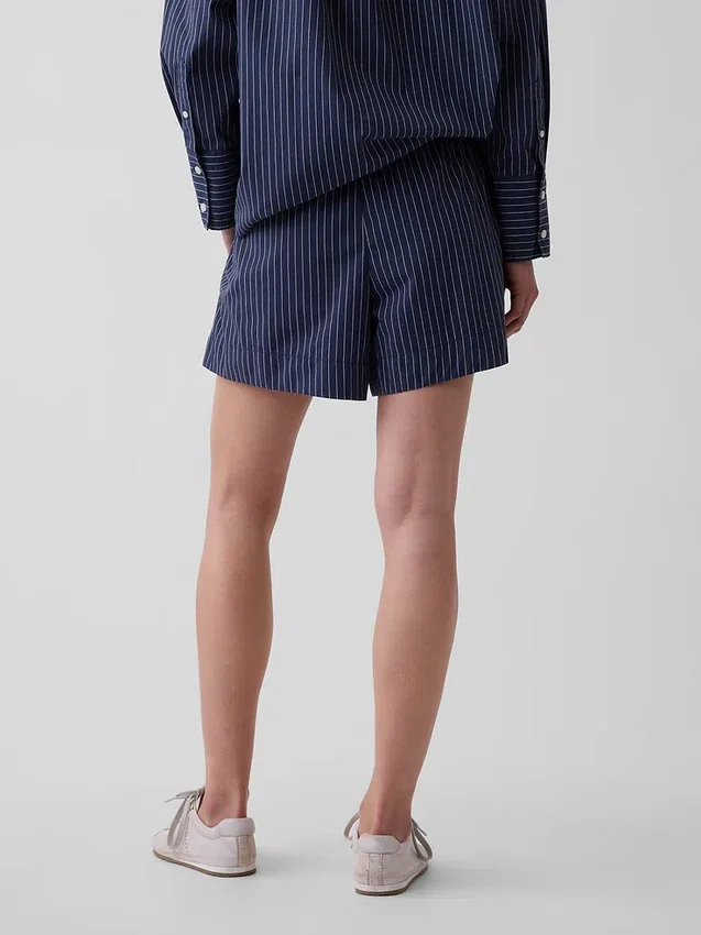 Shorts rayés en popeline de coton bio
