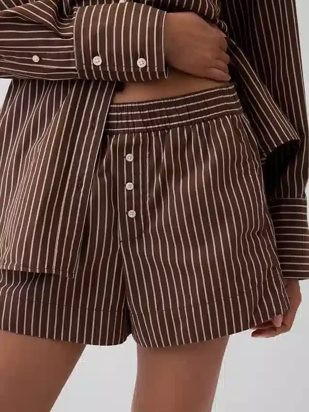 Shorts rayés en popeline de coton bio
