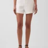 Shorts taille mi-haute en mélange de lin, 4"