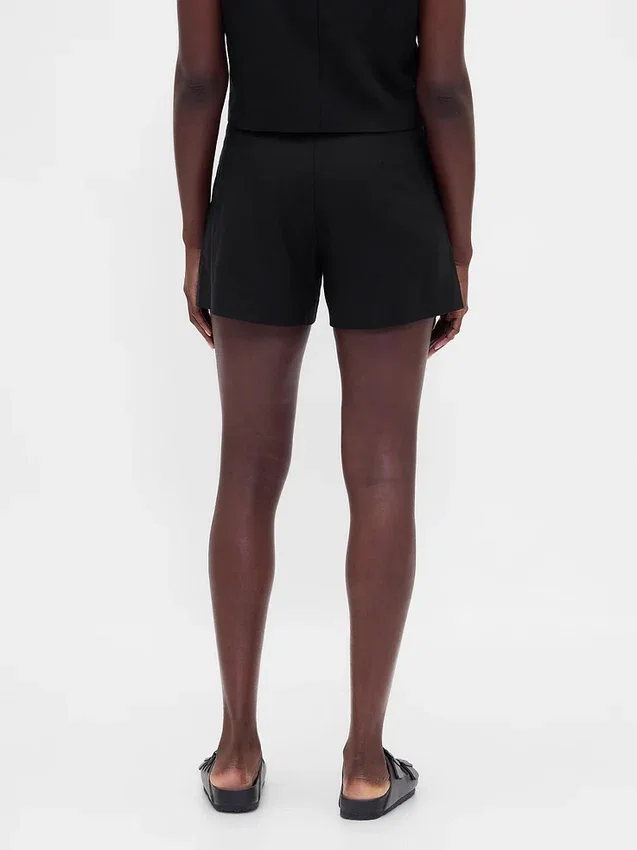 Shorts taille mi-haute en mélange de lin, 4"