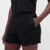 Shorts taille mi-haute en mélange de lin, 4"