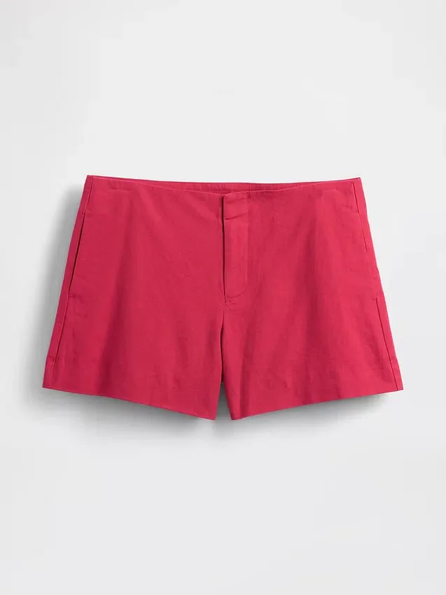 Shorts taille mi-haute en mélange de lin, 4"