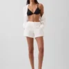 Shorts taille mi-haute en mélange de lin, 4"