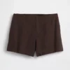 Shorts taille mi-haute en mélange de lin, 4"