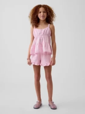 Shorts à volants facile à enfiler en gaze de coton pour enfants