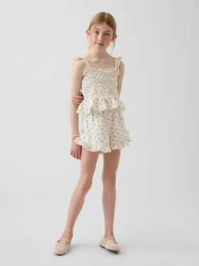 Shorts à volants facile à enfiler en gaze de coton pour enfants