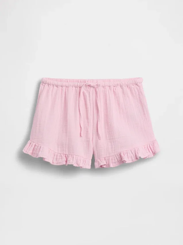 Shorts à volants facile à enfiler en gaze de coton pour enfants