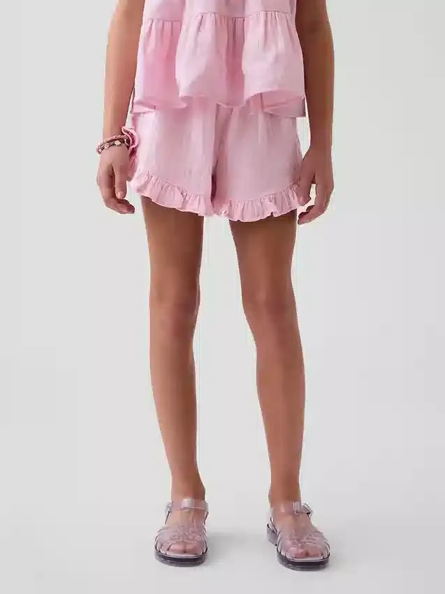 Shorts à volants facile à enfiler en gaze de coton pour enfants