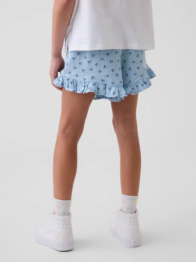Shorts à volants facile à enfiler en gaze de coton pour enfants