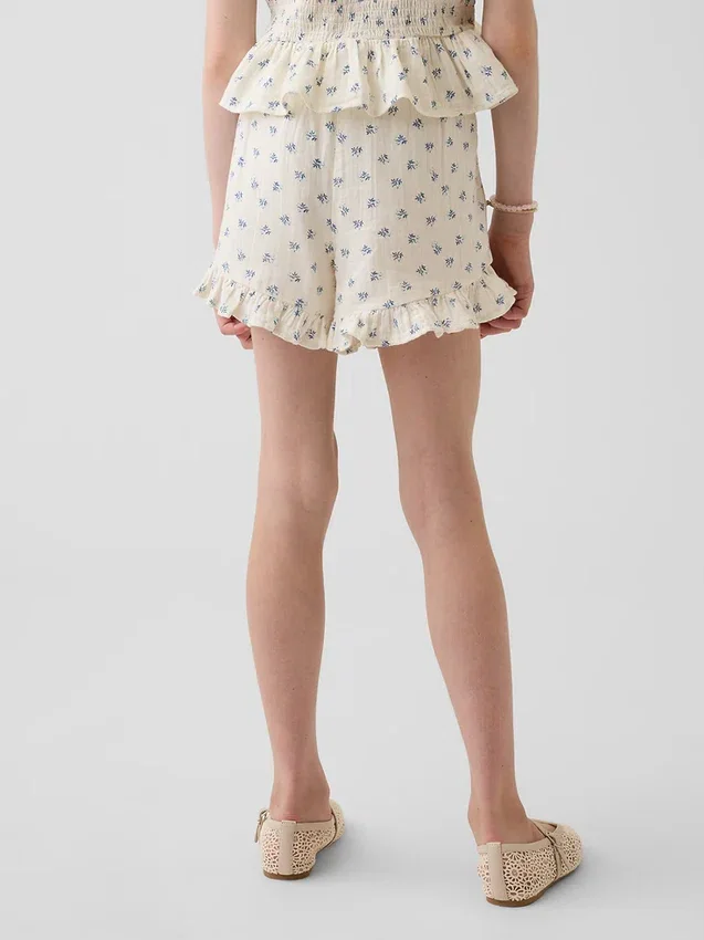 Shorts à volants facile à enfiler en gaze de coton pour enfants