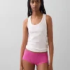 Shorty en coton stretch bio avec bordure en dentelle