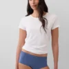 Shorty en coton stretch bio avec bordure en dentelle