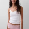 Shorty en coton stretch bio avec bordure en dentelle