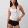 Shorty en coton stretch bio avec bordure en dentelle