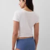 Shorty en coton stretch bio avec bordure en dentelle