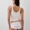 Shorty en coton stretch bio avec bordure en dentelle