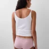 Shorty en coton stretch bio avec bordure en dentelle