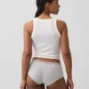 Shorty en coton stretch bio avec bordure en dentelle