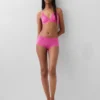 Shorty en coton stretch bio avec bordure en dentelle