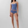 Shorty en coton stretch bio avec bordure en dentelle