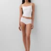 Shorty en coton stretch bio avec bordure en dentelle