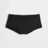 Shorty en coton stretch bio avec bordure en dentelle