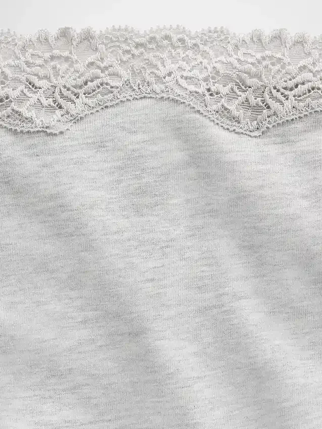 Shorty en coton stretch bio avec bordure en dentelle