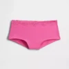 Shorty en coton stretch bio avec bordure en dentelle