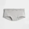 Shorty en coton stretch bio avec bordure en dentelle