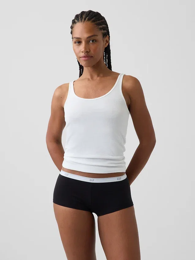 Shorty en coton stretch bio ultra-doux avec logo