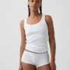 Shorty en coton stretch bio ultra-doux avec logo