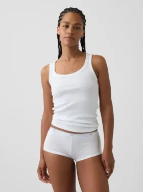 Shorty en coton stretch bio ultra-doux avec logo