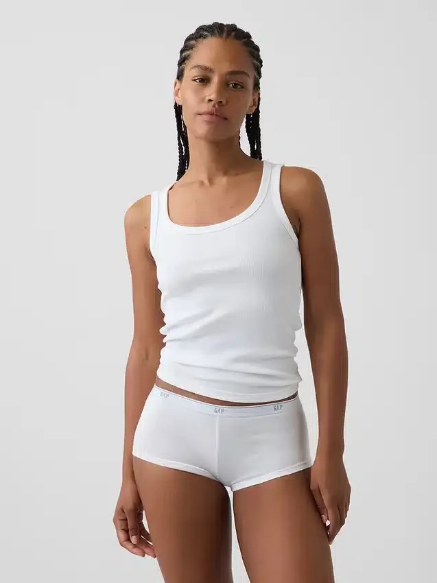 Shorty en coton stretch bio ultra-doux avec logo