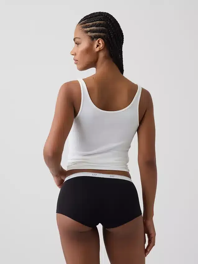 Shorty en coton stretch bio ultra-doux avec logo