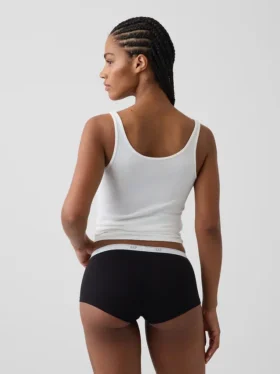 Shorty en coton stretch bio ultra-doux avec logo