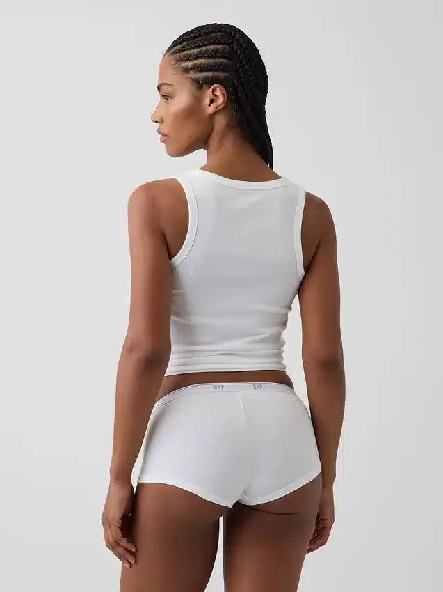 Shorty en coton stretch bio ultra-doux avec logo