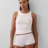Shorty taille haute en coton bio extensible
