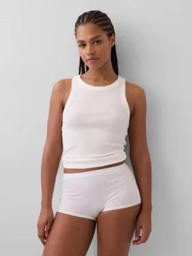 Shorty taille haute en coton bio extensible