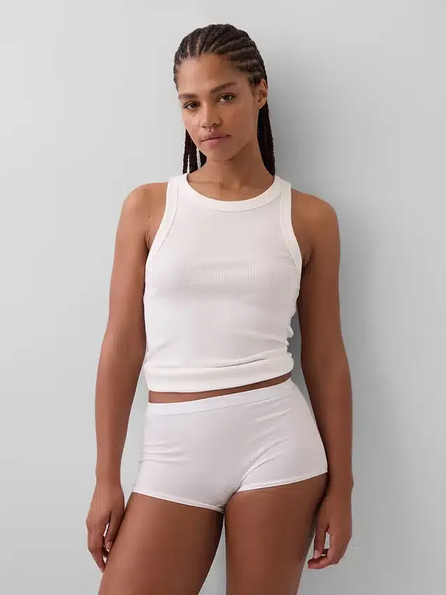 Shorty taille haute en coton bio extensible