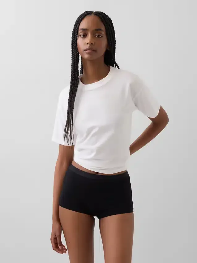 Shorty taille haute en coton bio extensible