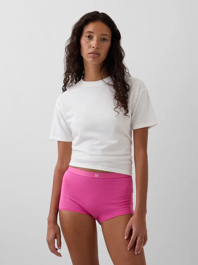 Shorty taille haute en coton bio extensible