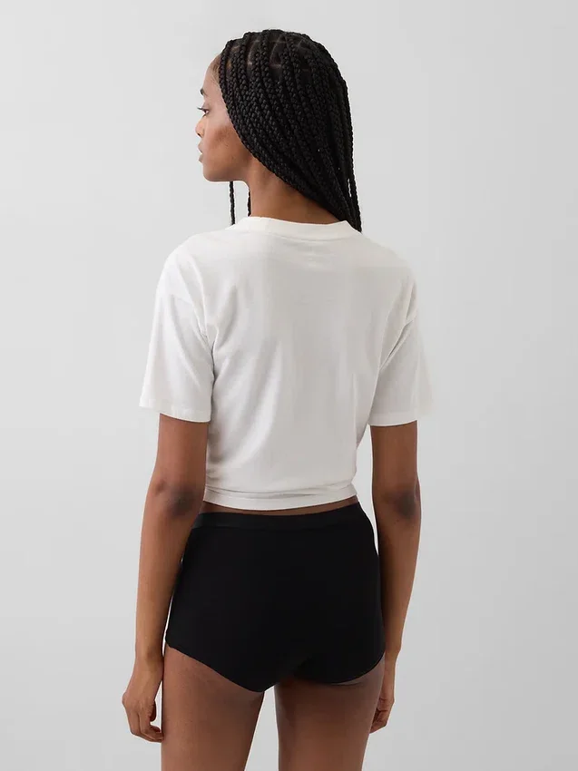 Shorty taille haute en coton bio extensible