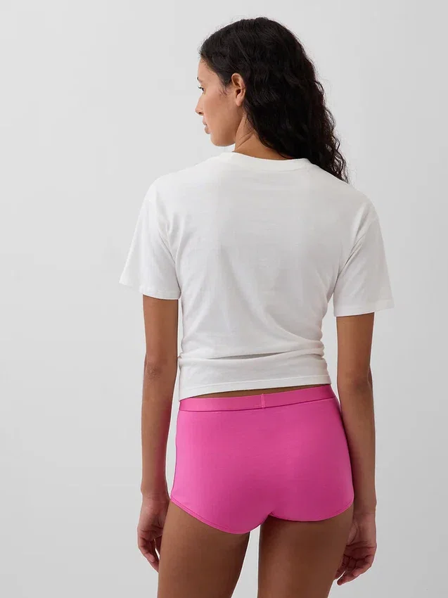 Shorty taille haute en coton bio extensible