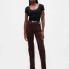 Slim Straight Jeans en velours côtelé taille haute style années 90