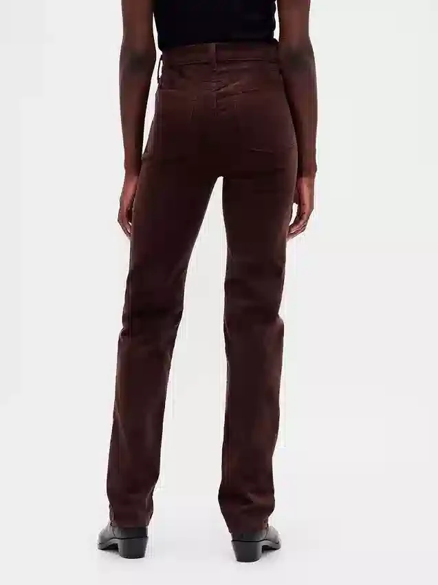 Slim Straight Jeans en velours côtelé taille haute style années 90