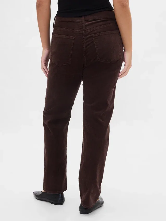 Slim Straight Jeans en velours côtelé taille haute style années 90