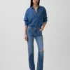 Slim Straight Jeans taille basse style années 90