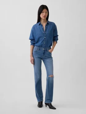 Slim Straight Jeans taille basse style années 90