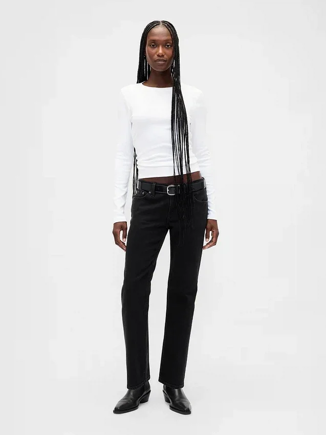 Slim Straight Jeans taille basse style années 90