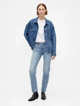 Slim Straight Jeans taille basse style années 90